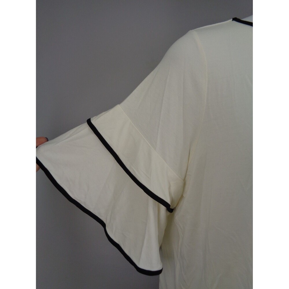 J Jill Wearever Collection Tiered Sleeve Top Size XL Ivory Cream Black New - Picture 7 of 11